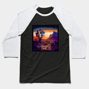 Colorful Desert Joshua Tree Sunset Baseball T-Shirt